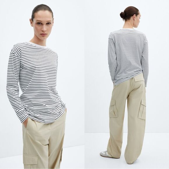 Mango Striped oversized t-shirt - Picture 1 of 12